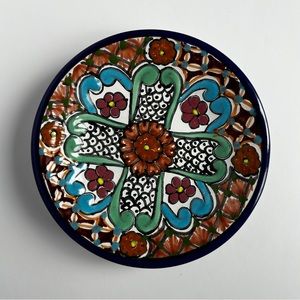 TALAVERA Multi Coloured Mexican Pottery Plate Wall Hanging Art Pue 5.5 inch
